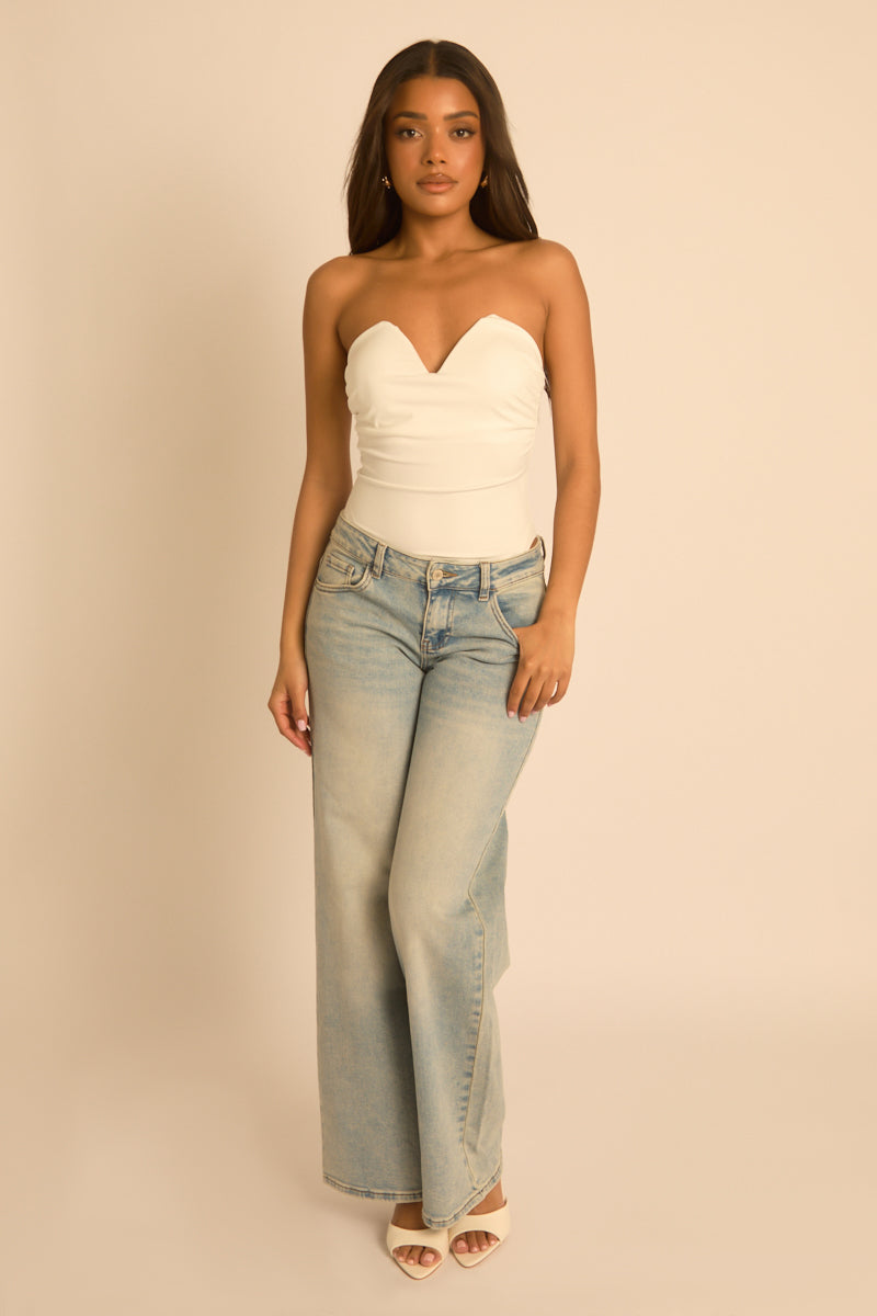 White V Bar Bandeau Bodysuit - Jolanda Position 2