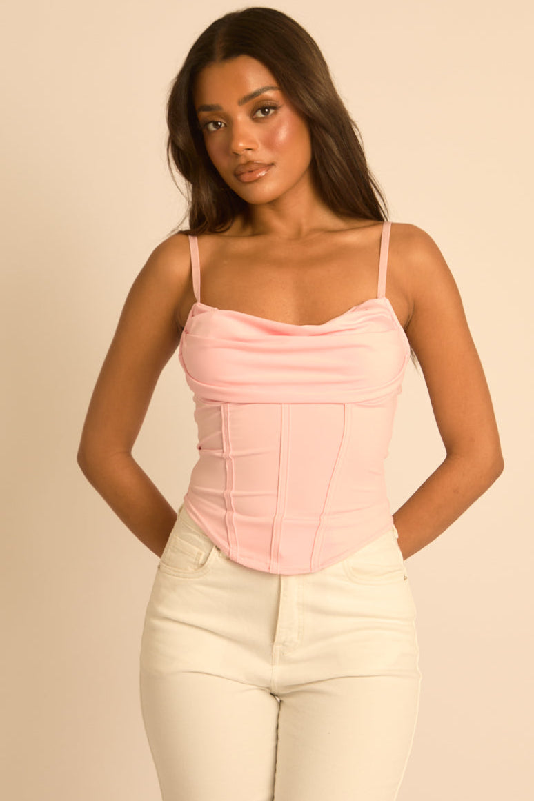 Pink Drape Detail Corset Top - Promise Position 3