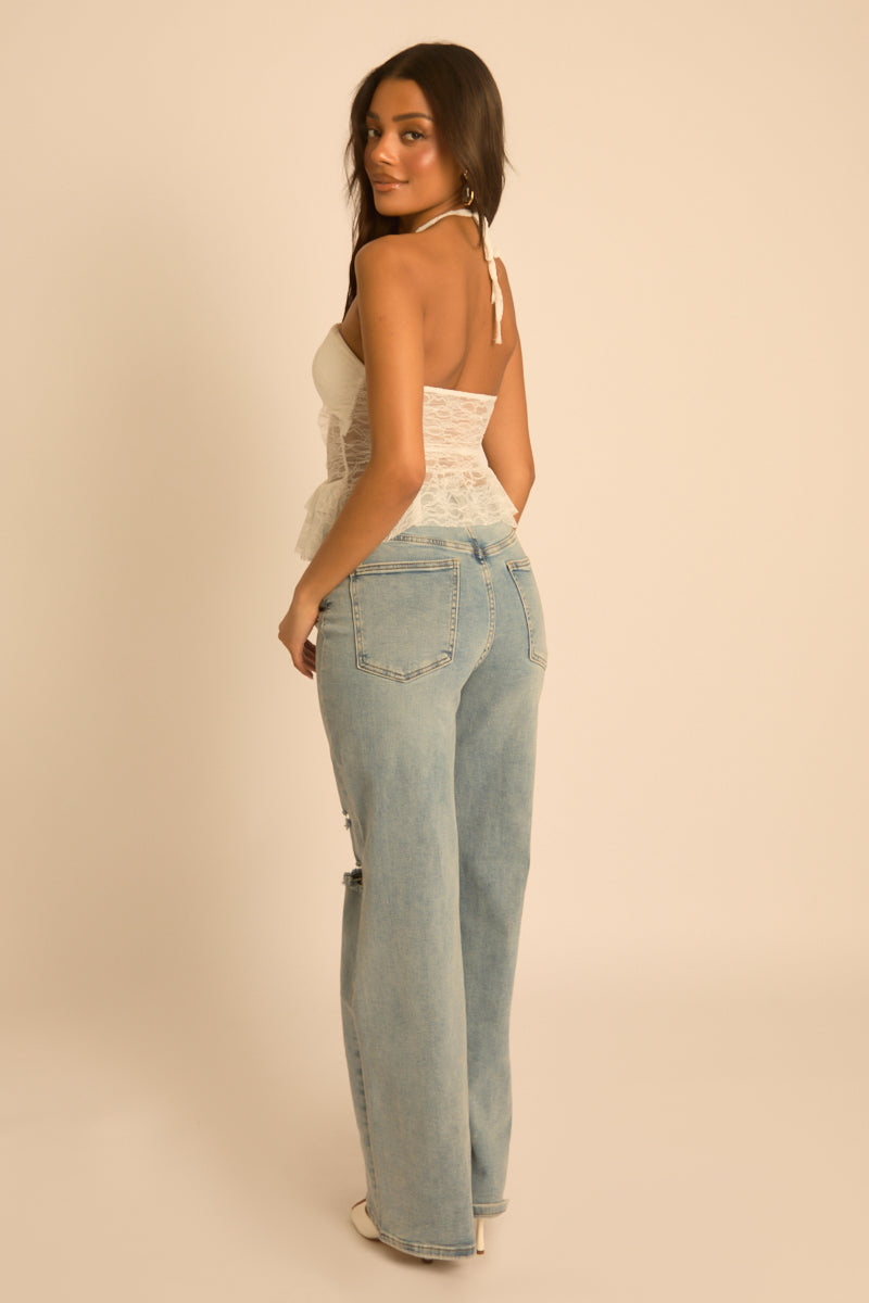 White Lace Halter Top - Miranda Position 5