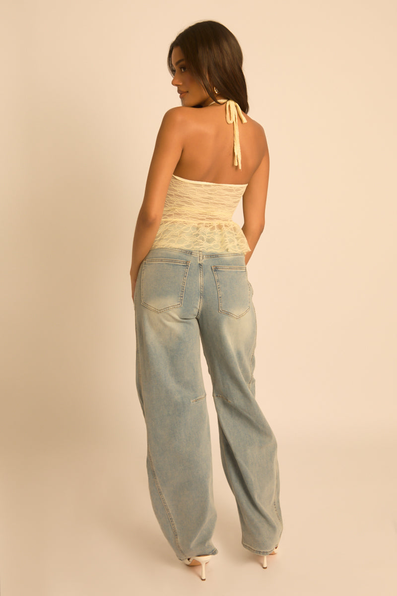 Yellow Lace Halter Top - Miranda Position 5