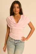 Pink Ruched Cowl Top - Sheela Position 1