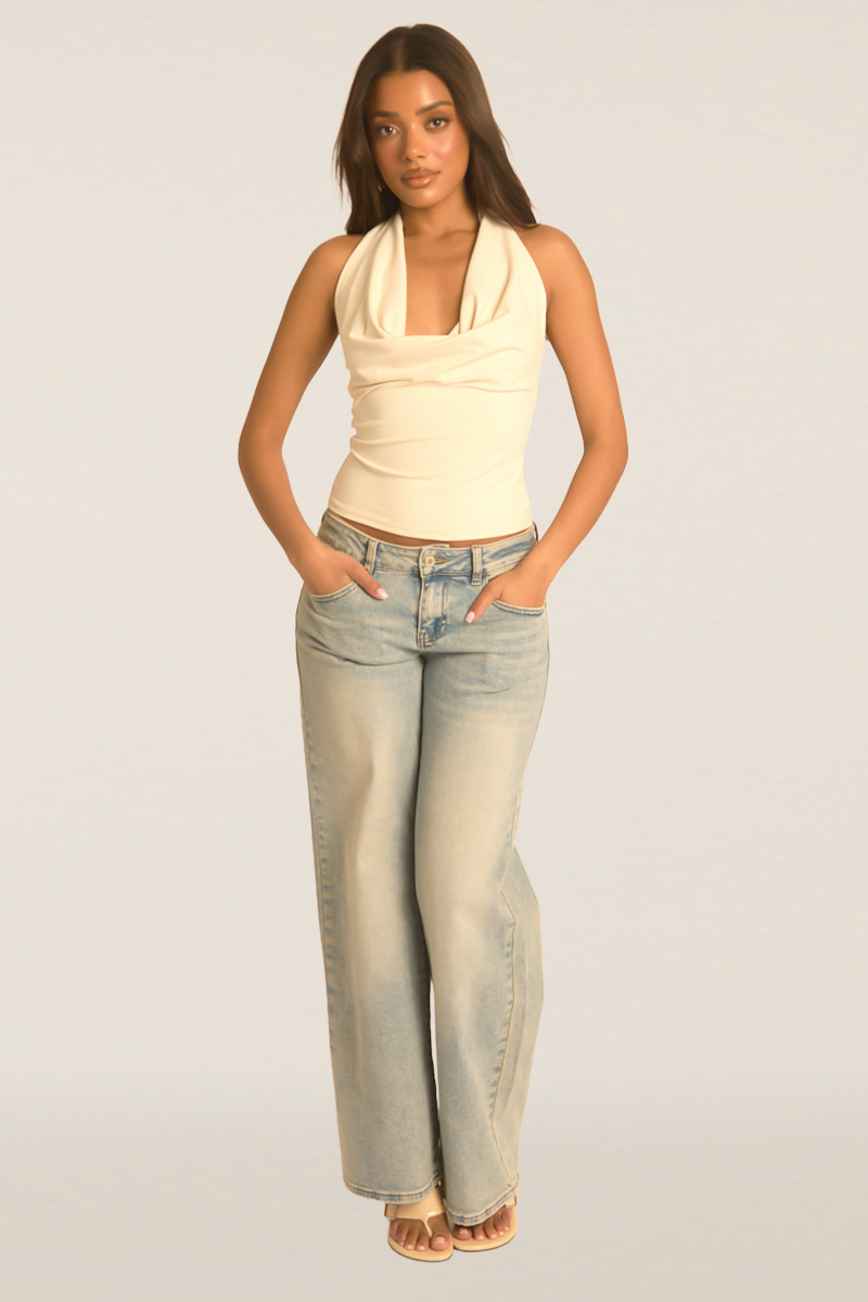 Beige Halterneck Cowl Top - Calla Position 4