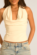 Beige Halterneck Cowl Top - Calla Position 6