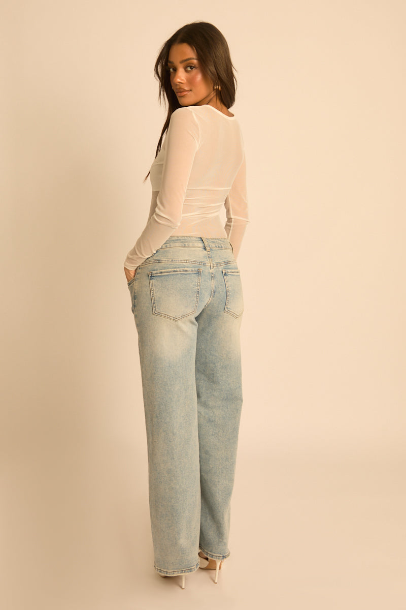 White Mesh Long Sleeve Bodysuit - Maris Position 5