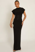 Black 2-in-1 Corset Maxi Dress - Omara Position 1