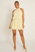 Yellow Burnout Floral Textured Mini Dress - Tiffany Position 1