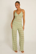 Sage Lace Frill Cami and Trouser Co-ord Set - Verona Position 1