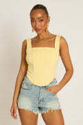 Yellow Boned Lace Back Corset Top - Mariah Position 1
