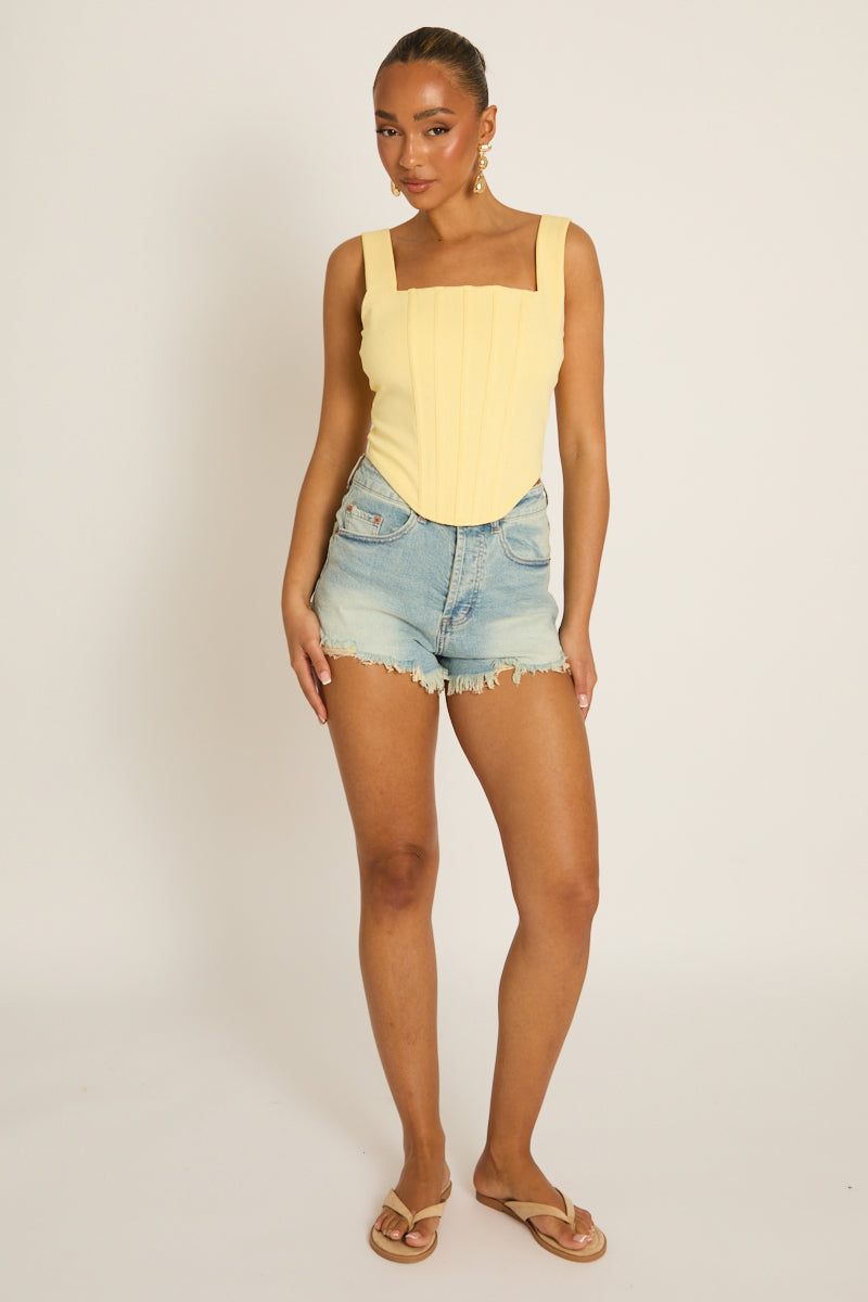 Yellow Boned Lace Back Corset Top - Mariah Position 2