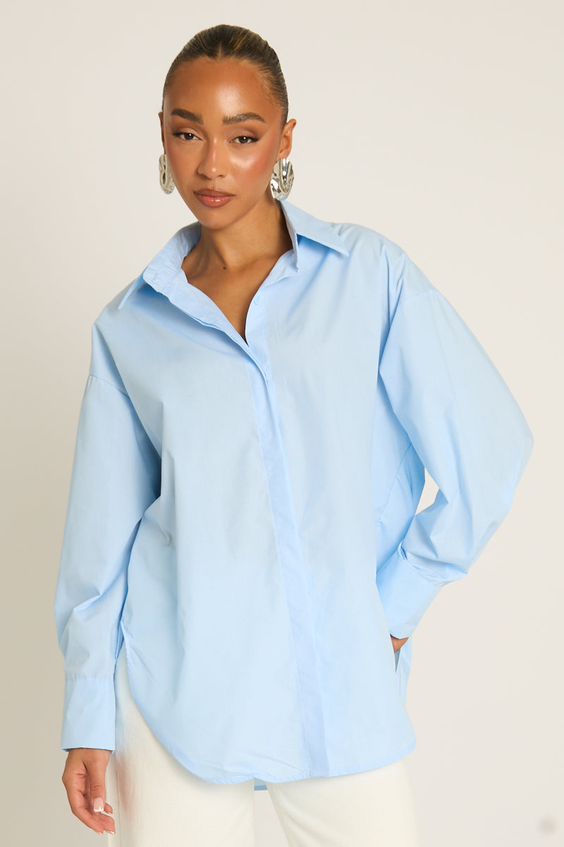 Blue Oversized Shirt - Gayle Position 3