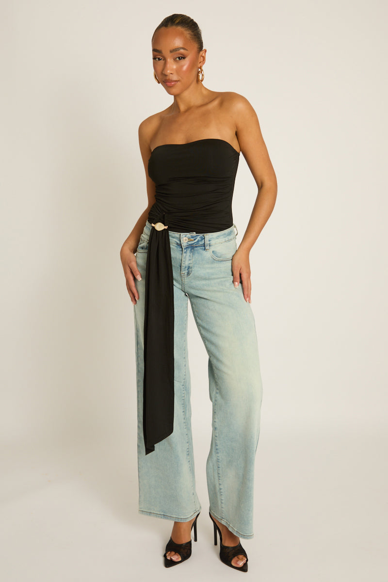 Black Bandeau Trim Detail Bodysuit - Treena Position 1