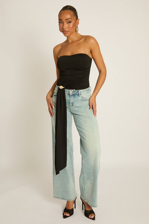 Black Bandeau Trim Detail Bodysuit - Treena Position 1