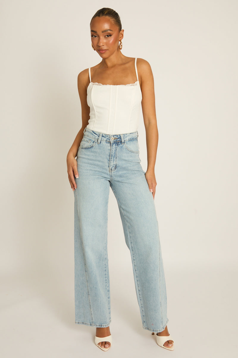 White Lace Detail Corset Top - Darcia Position 2