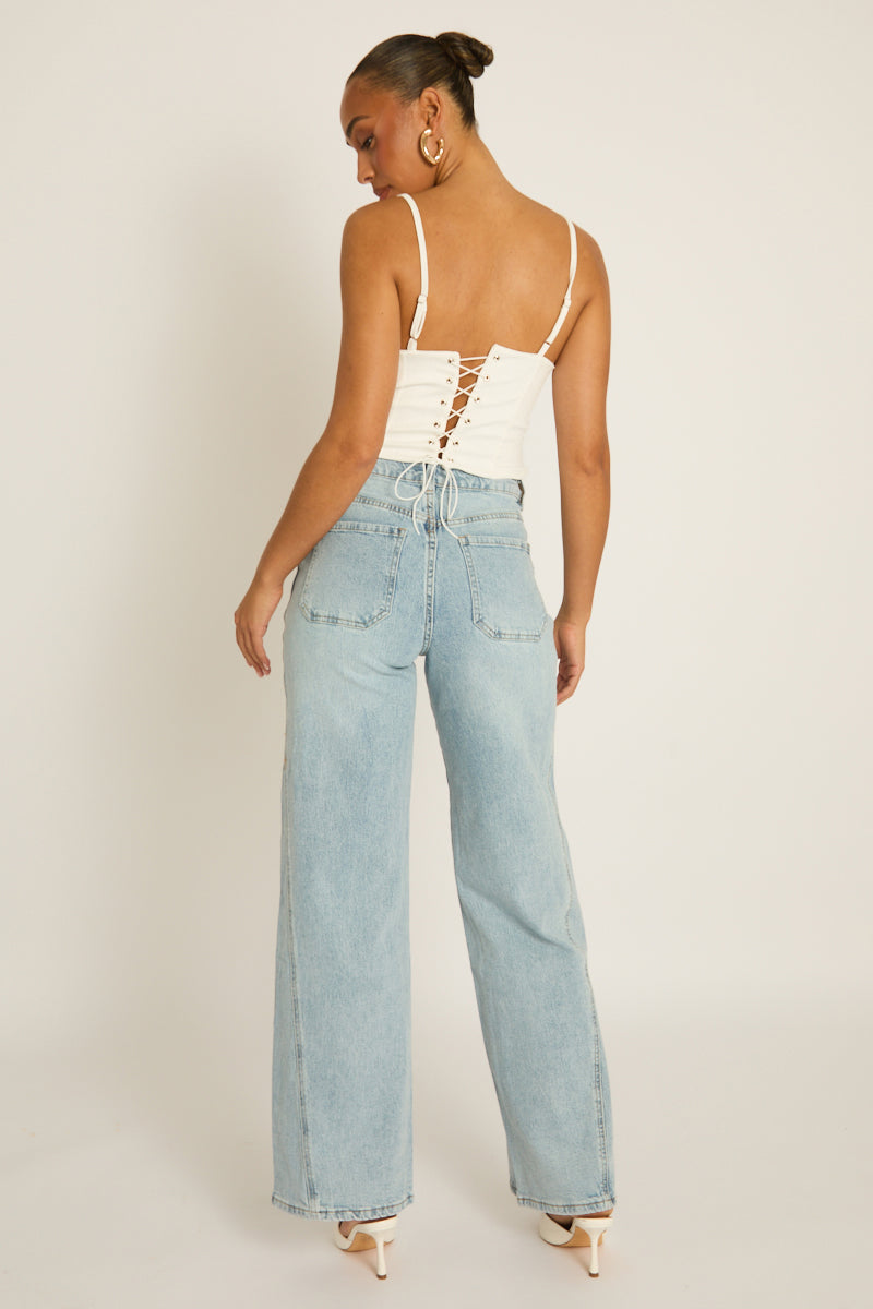 White Lace Detail Corset Top - Darcia Position 5