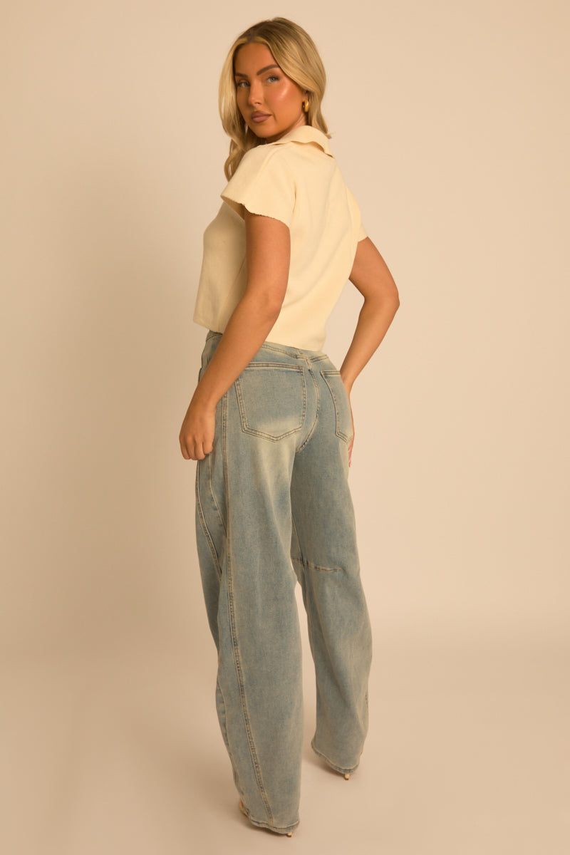 Ivory Cropped Knit Jumper - Greta Position 5